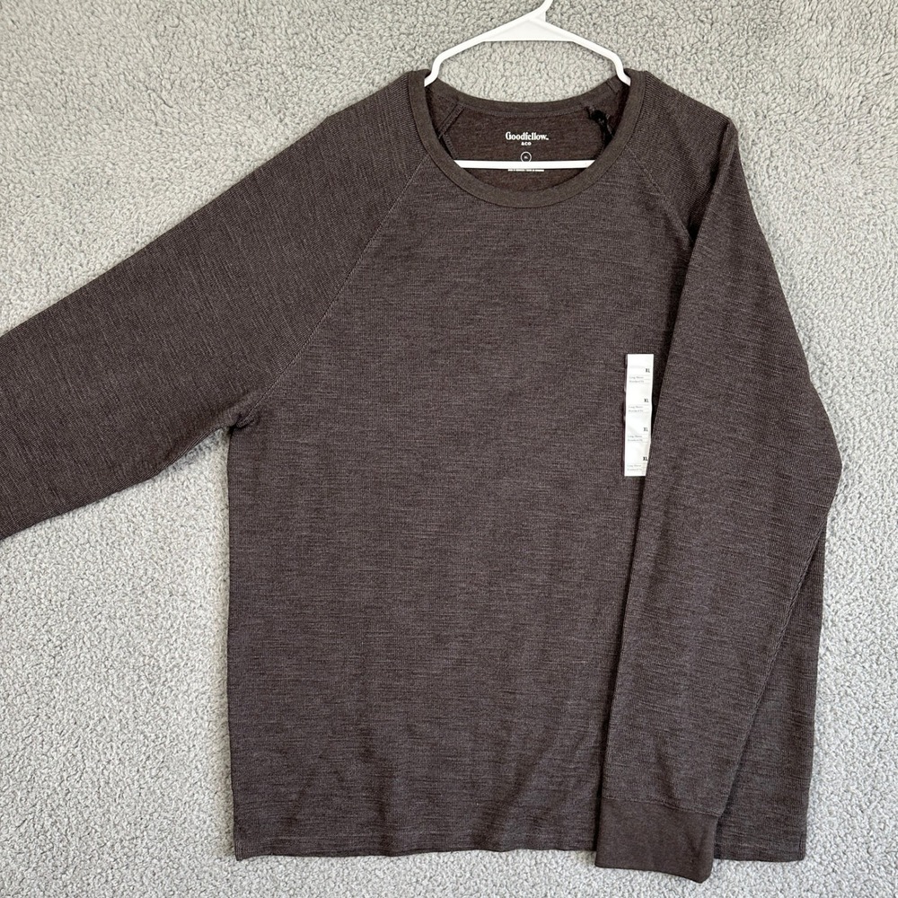 Good Fellow Shirt Pullover Men XL Gray Long Sleeve Thermal Wafle Knit Casual NEW
